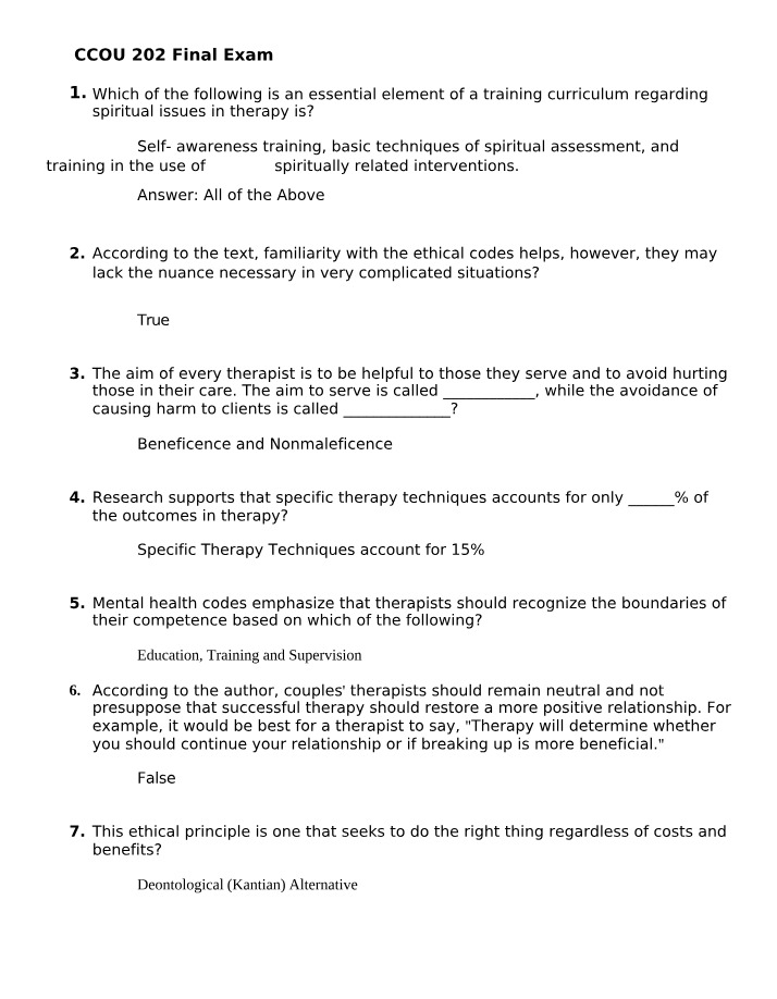 Final Exam for CCOU 202