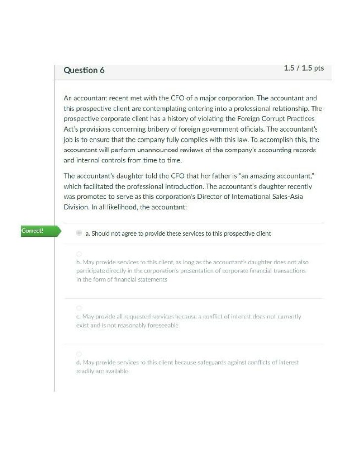 Compliance with the Foreign Corrupt Practices Act
