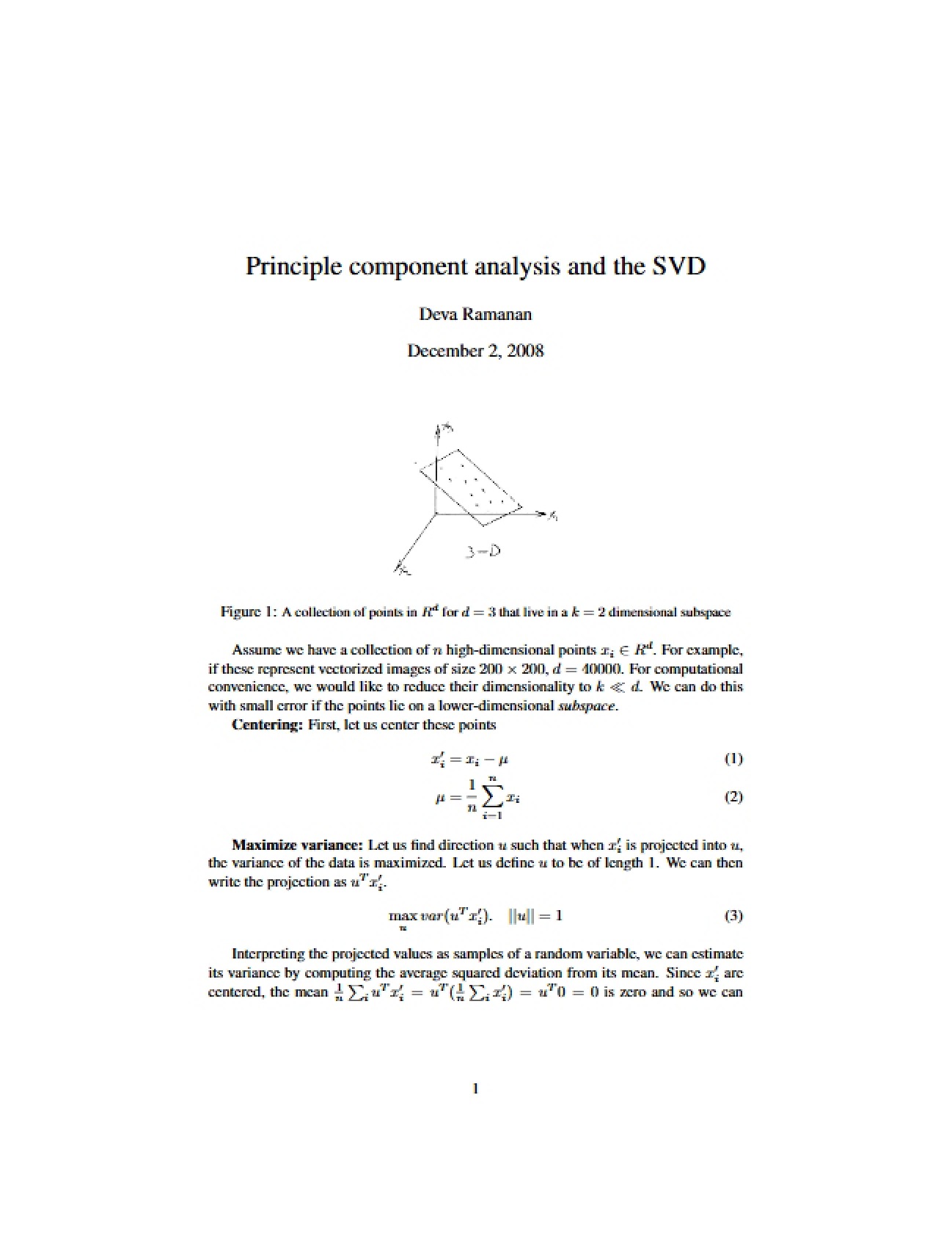 SVD and Principle Component Analysis