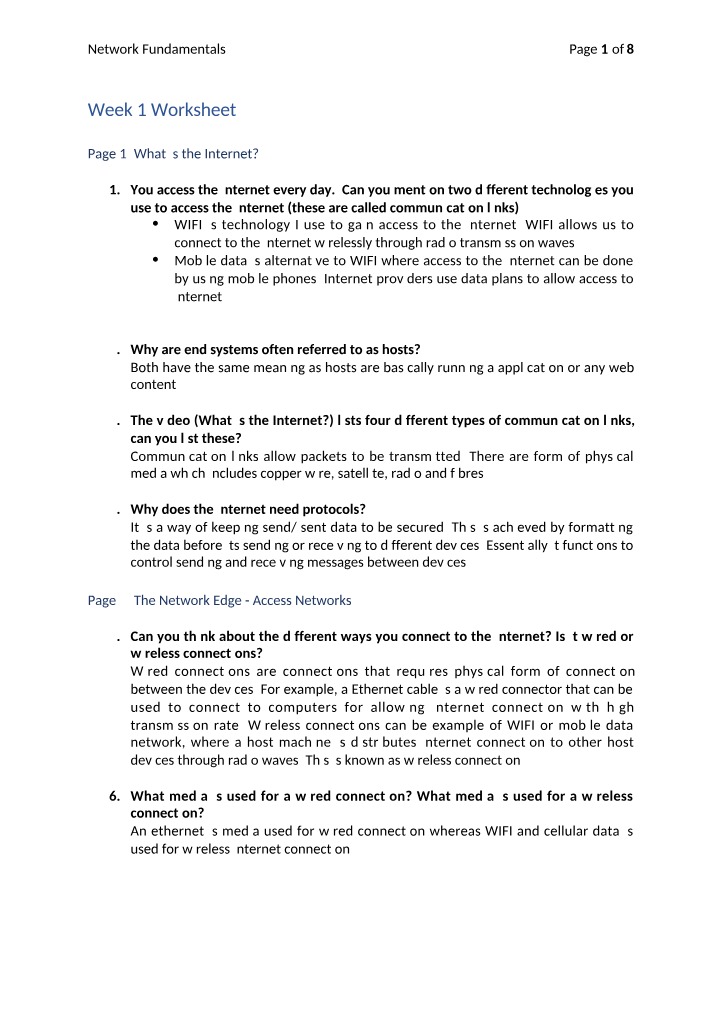 Internet Technologies - Network Fundamentals