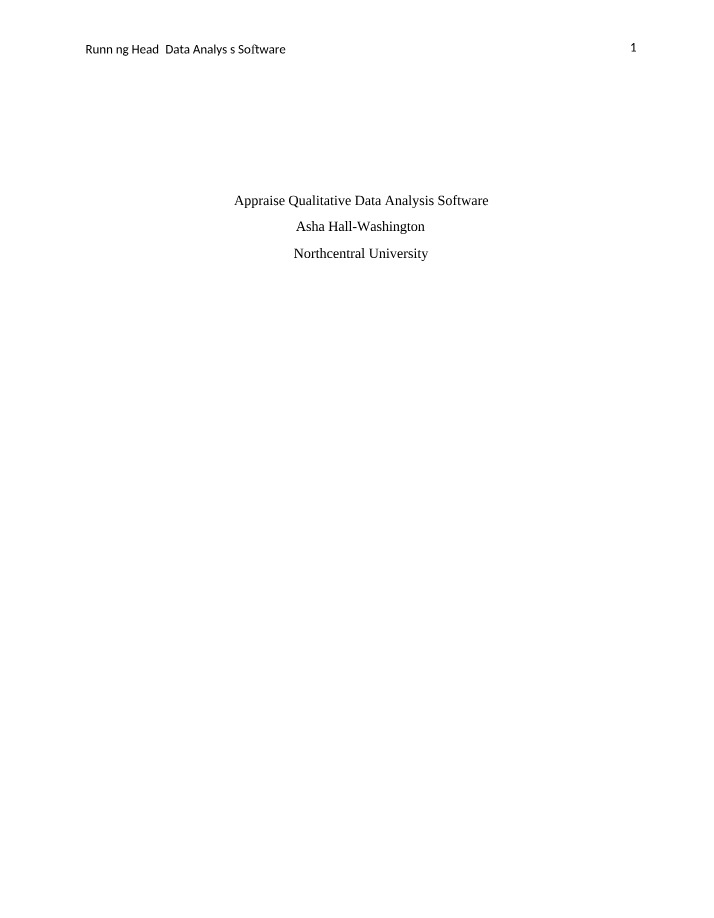 Appraisal of Qualitative Data Analysis Software