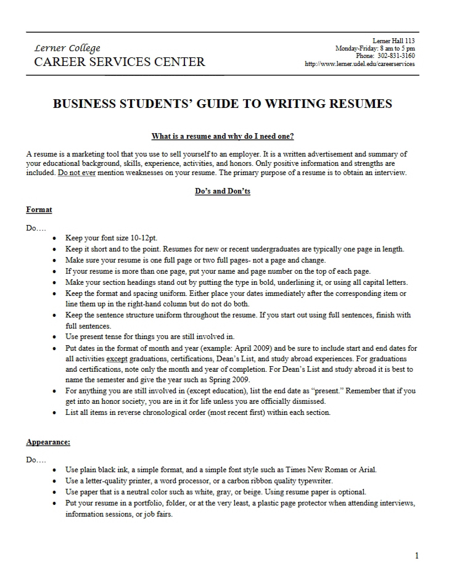 Resume Writing Guide for Business Students