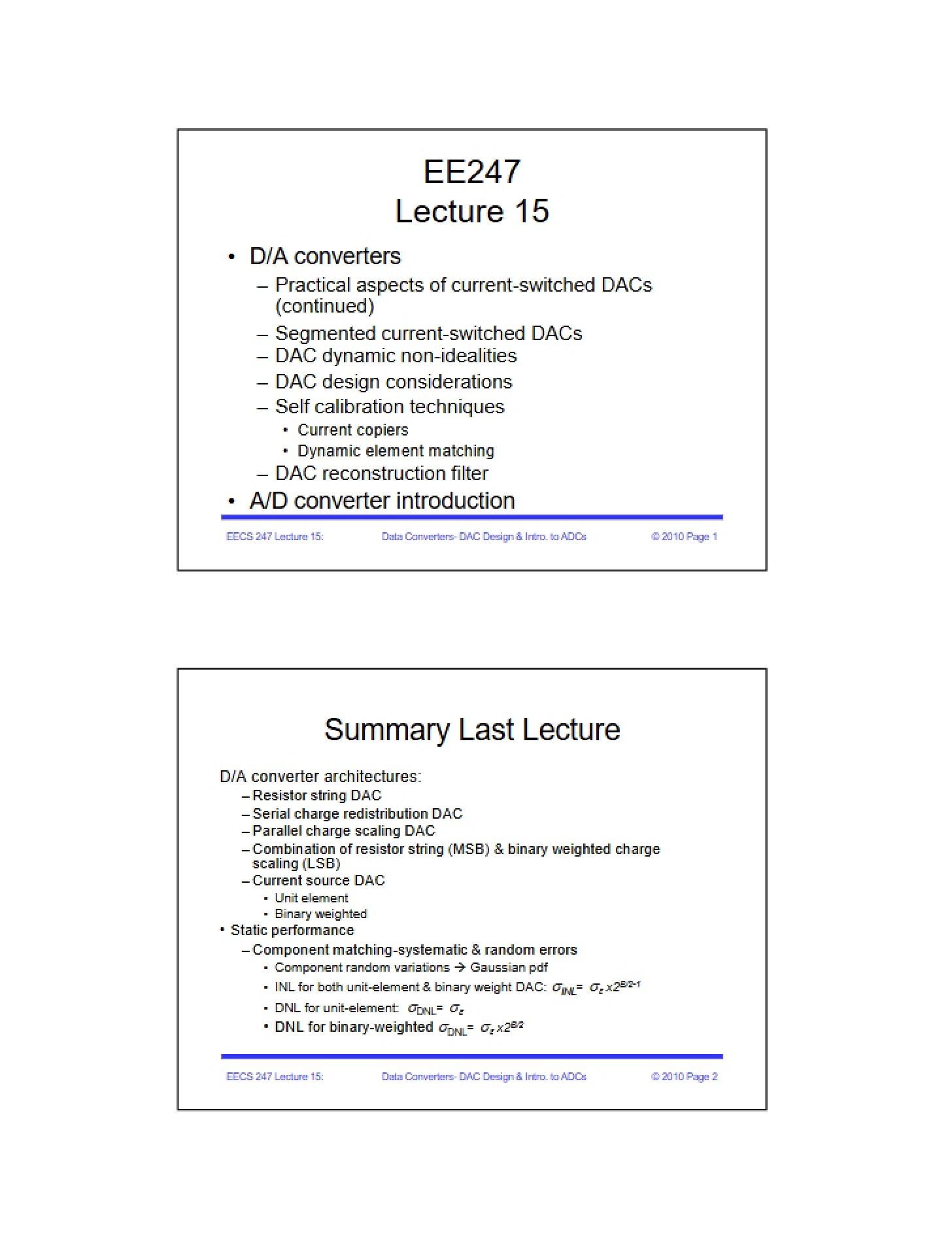 Lecture Fifteen
