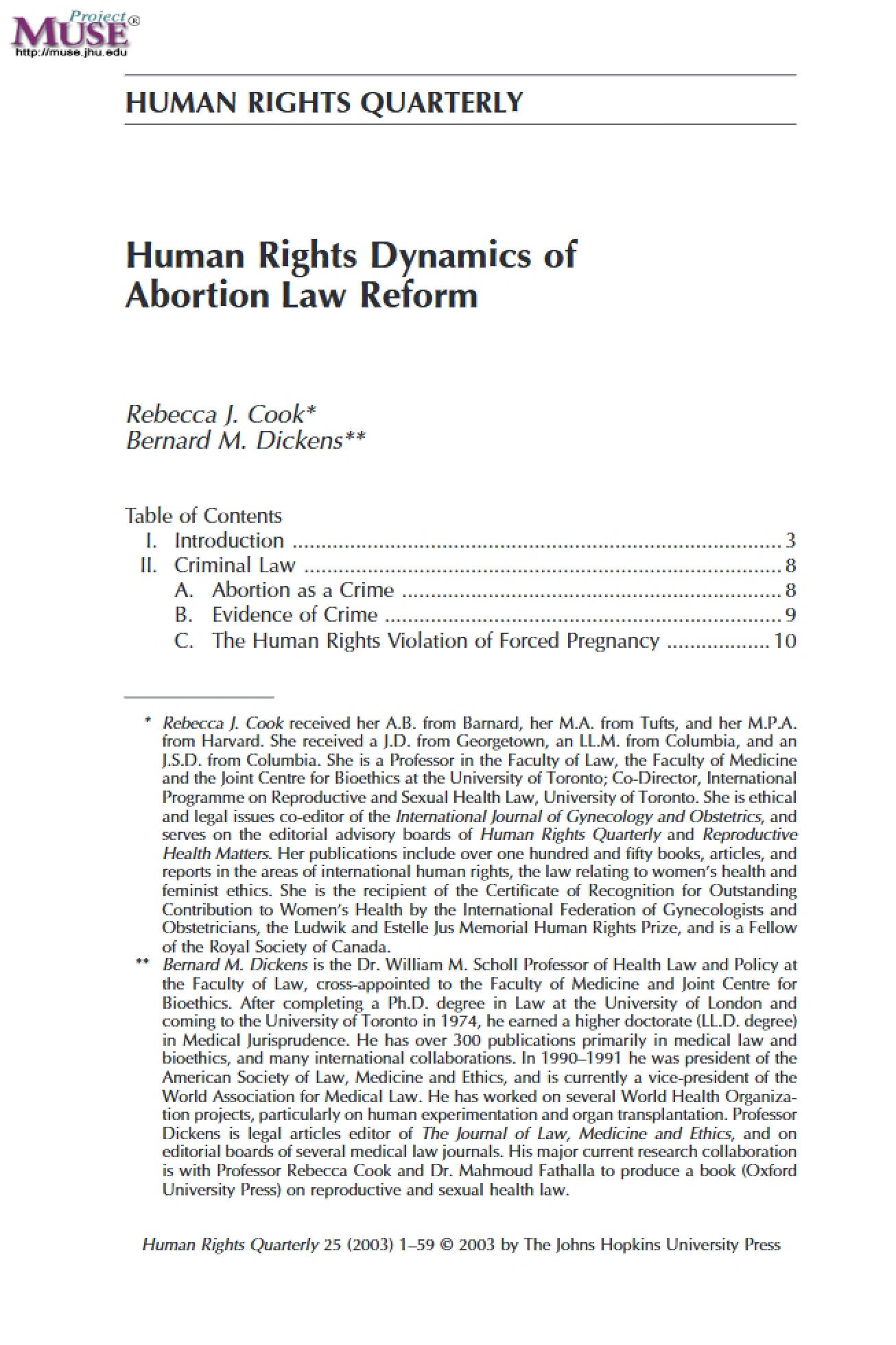 Abortion Law Reform and Human Rights Dynamics