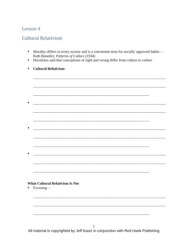 Cultural Relativism (Lesson 4)