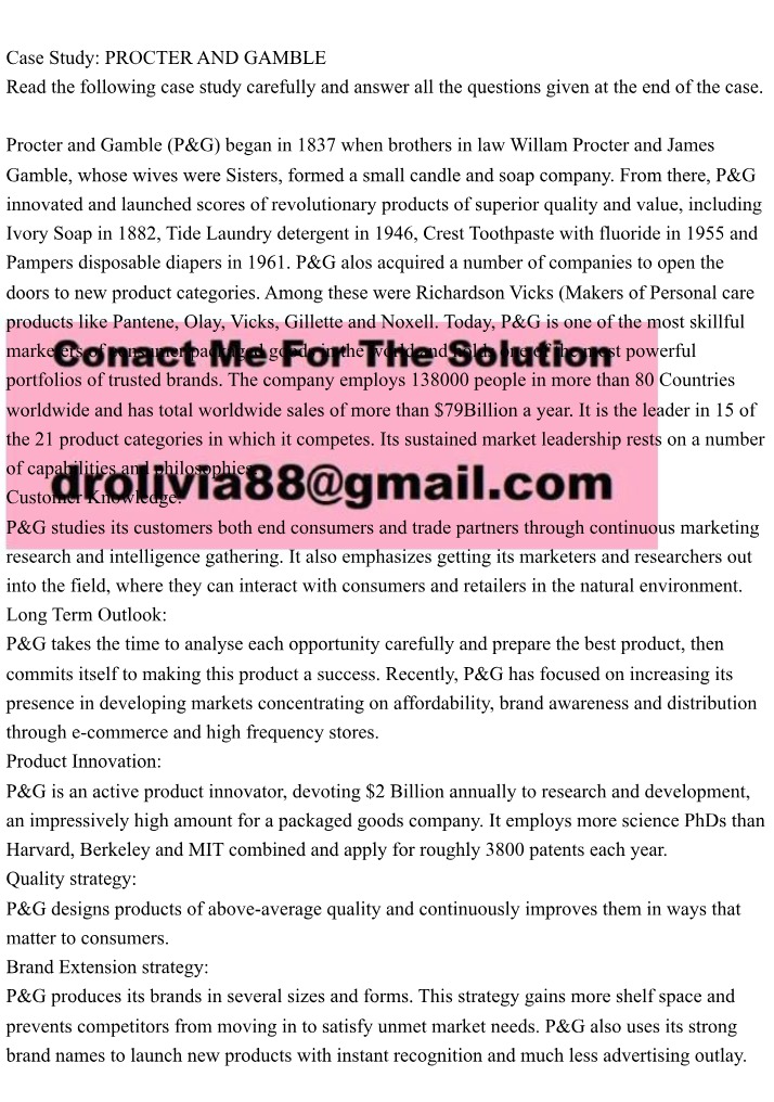 Procter and Gamble Case Study