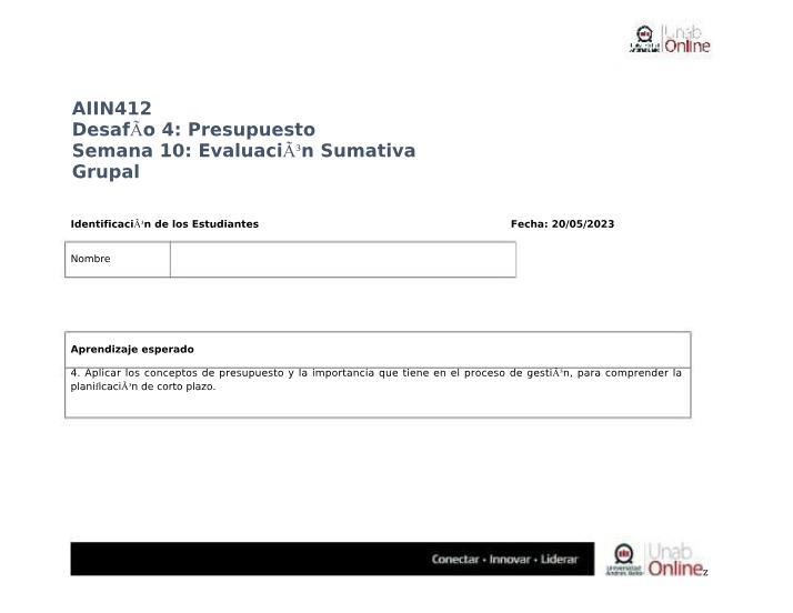 Presupuesto Semana 10 - AIIN412 Desafío 4