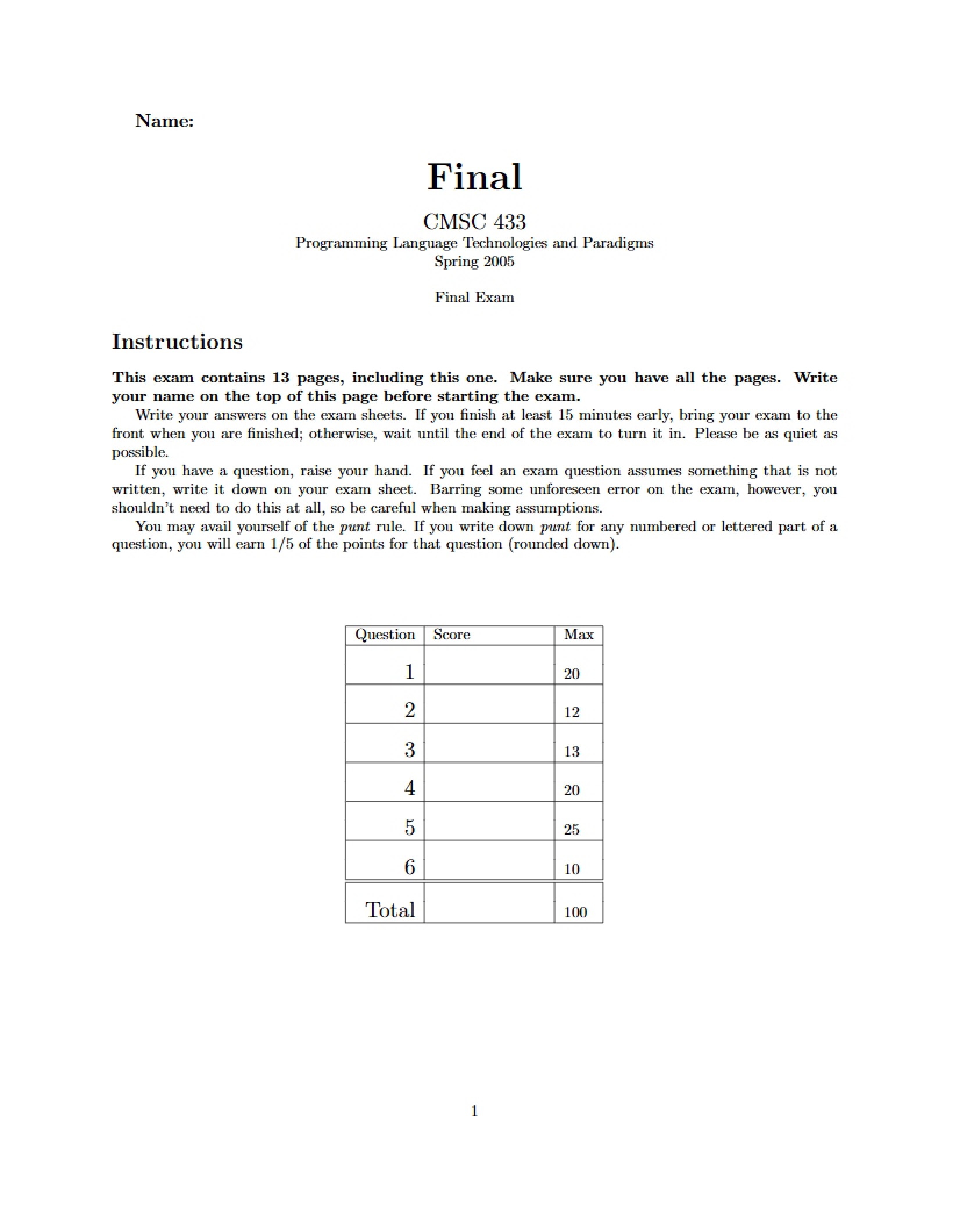 Examination Final