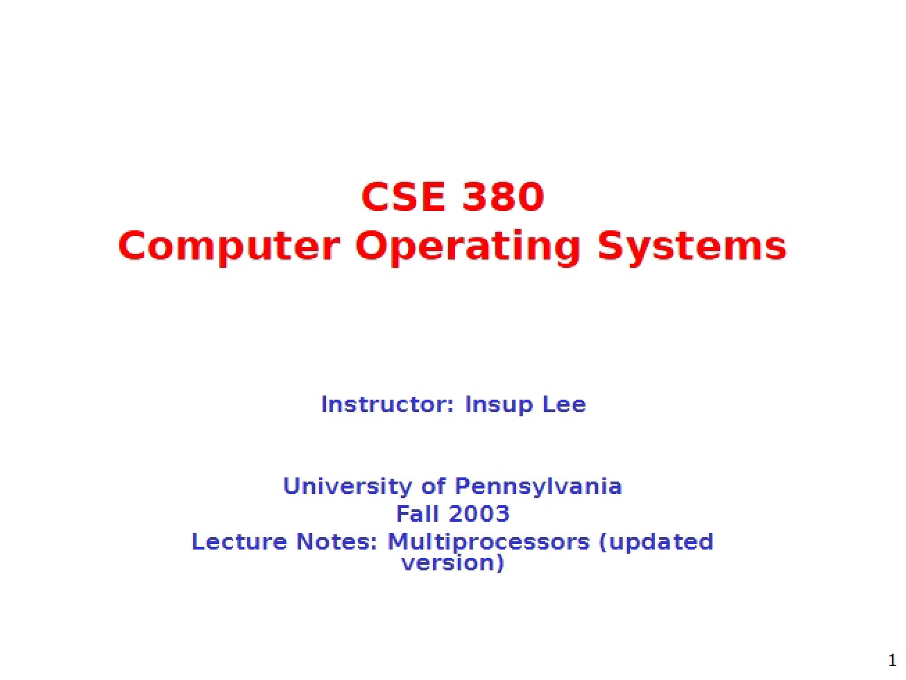 Multiprocessor Systems