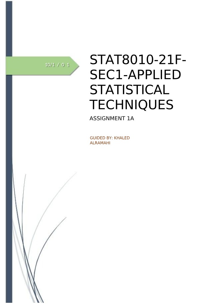 Applied Statistical Techniques Assignment 1A