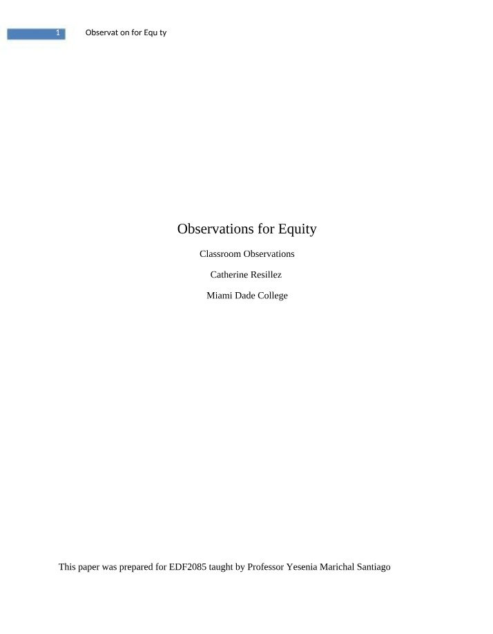 Equity Observation
