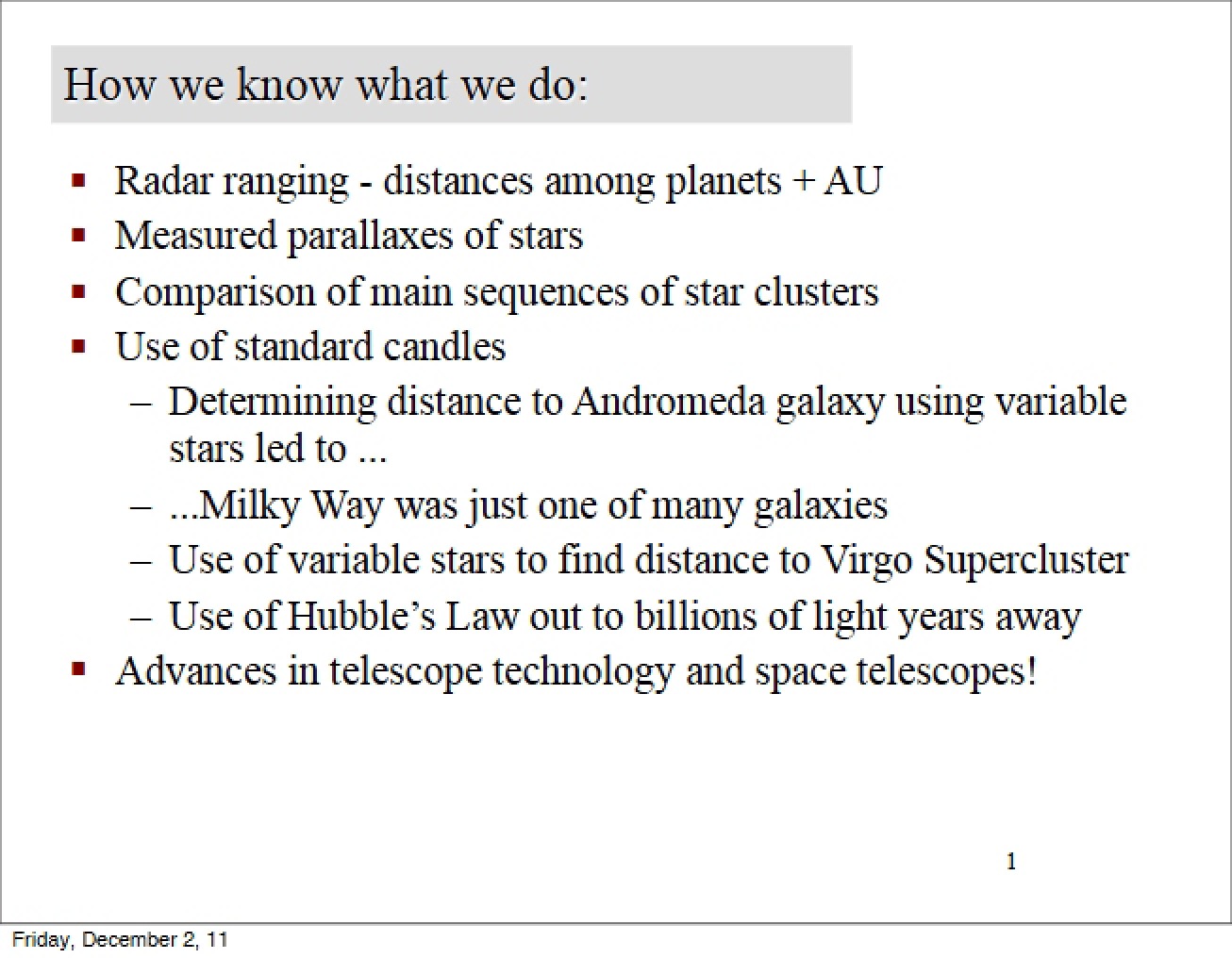 Astronomy Lecture 26