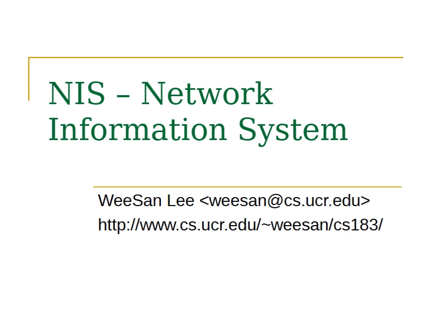 NIS Network Information System