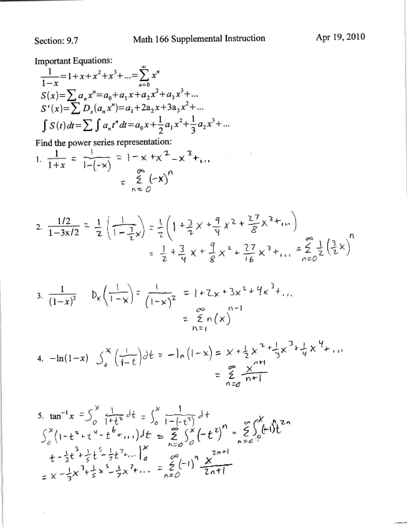 Key to the Answers for the Calculus II Course