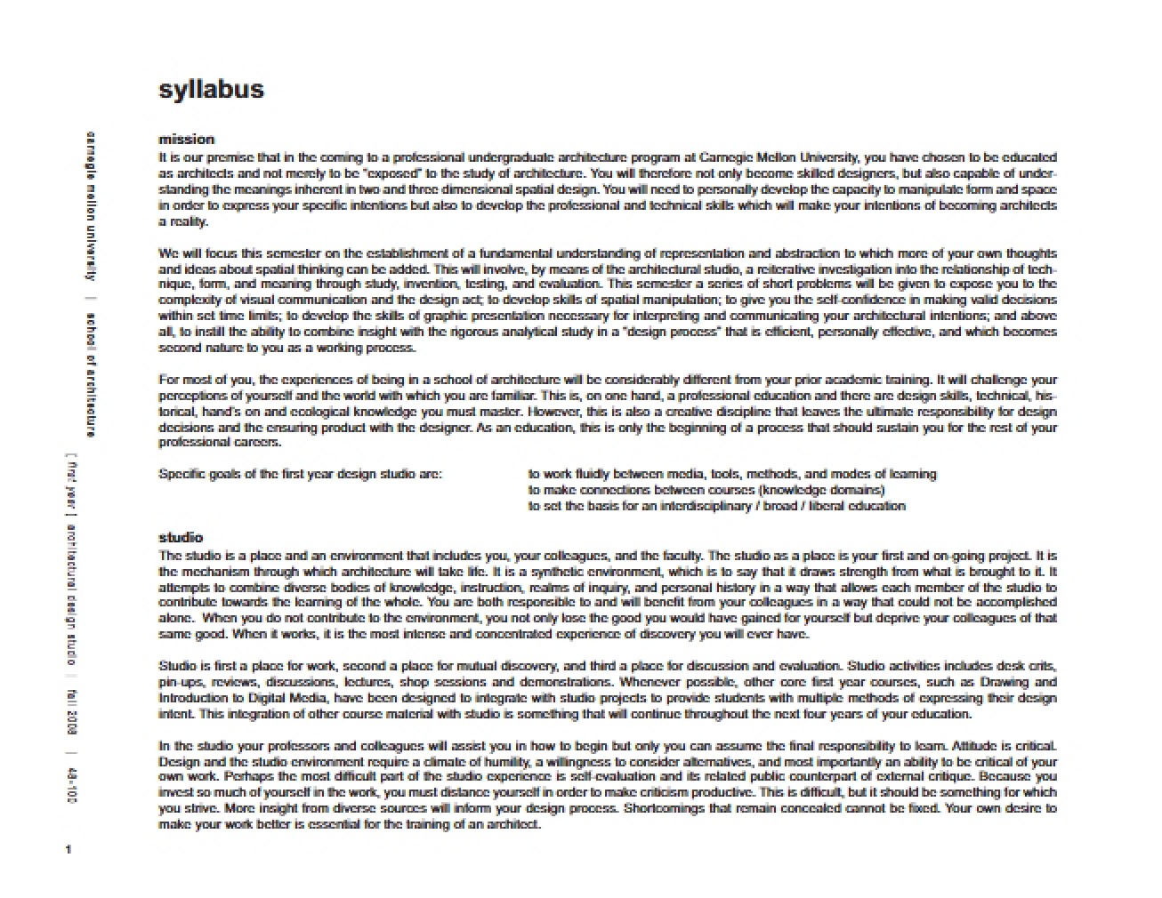 Design Studio Syllabus