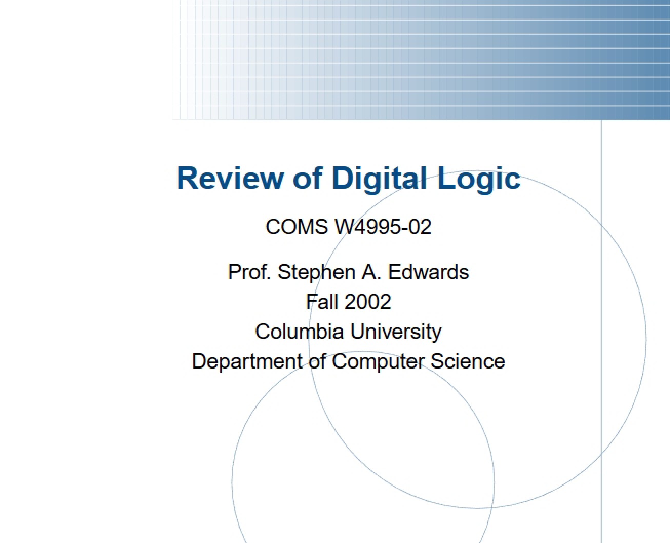 Digital Logic Review