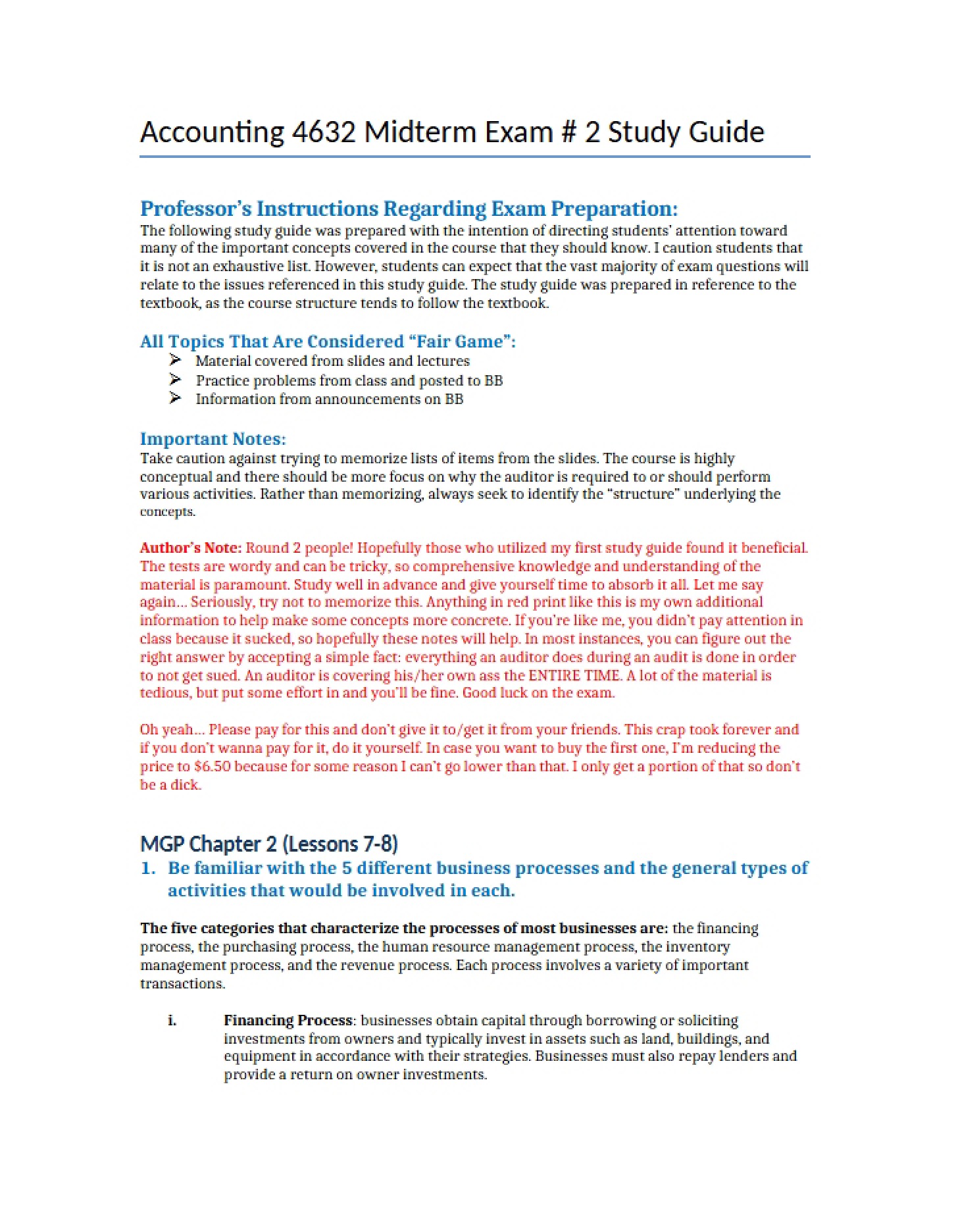 Exam 2 Preparation Roadmap