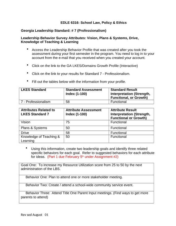 Leadership Goal Assignment #2