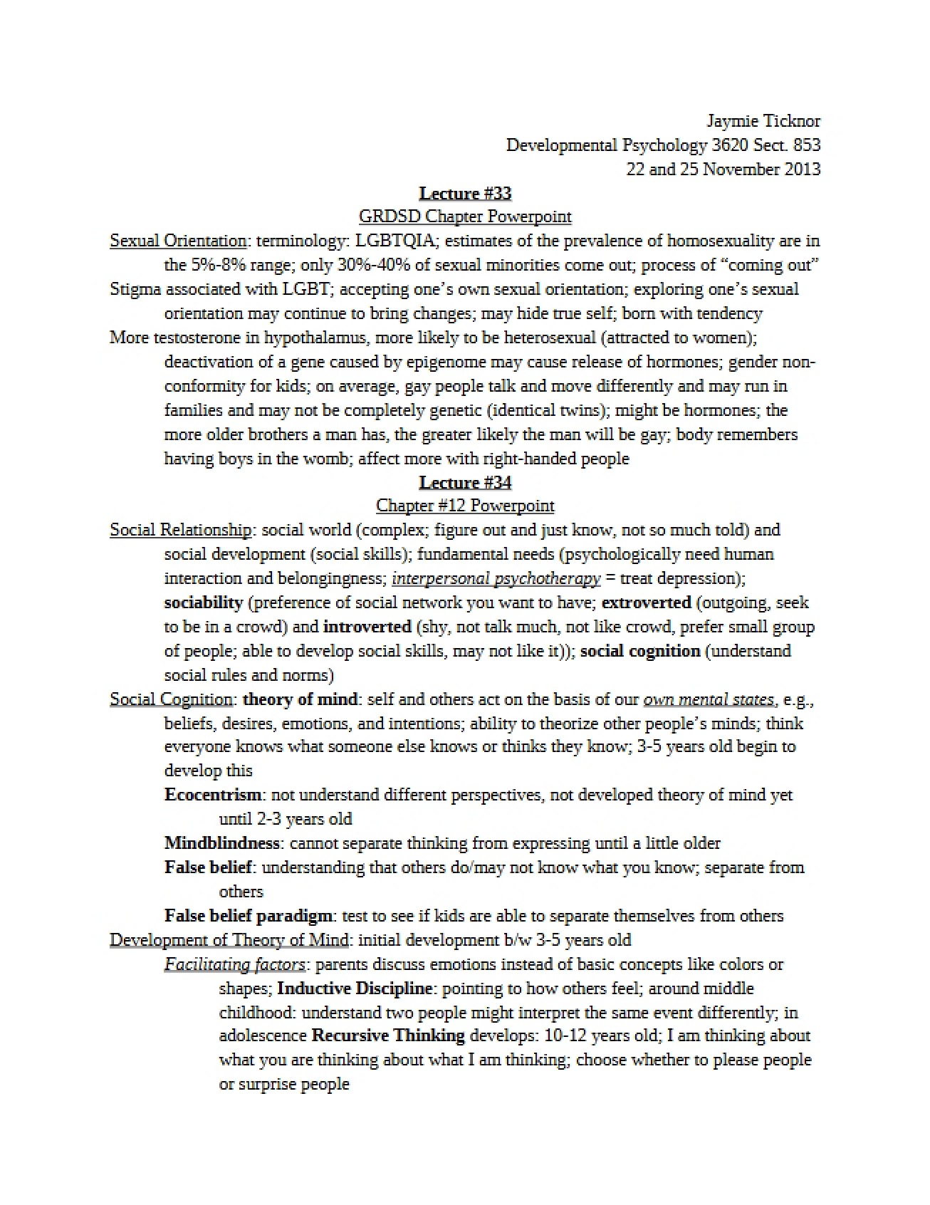 Thirty Third Lecture Developmental Psy