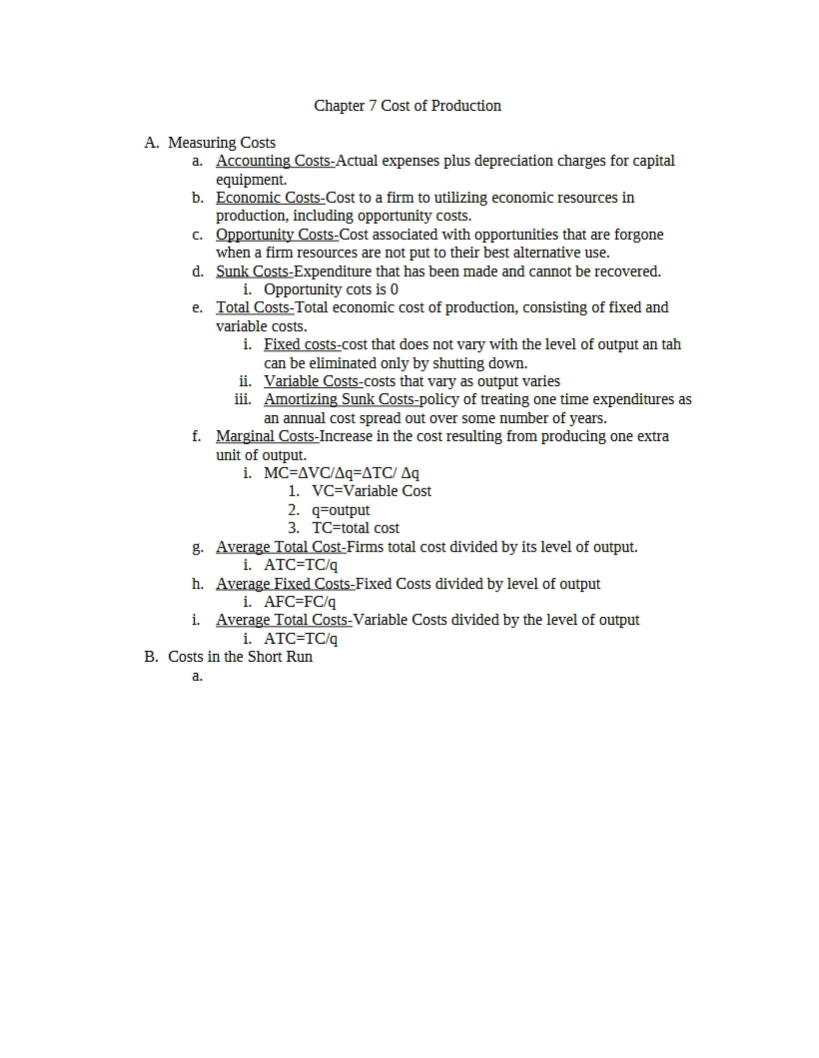 Production Costs Chapter 7