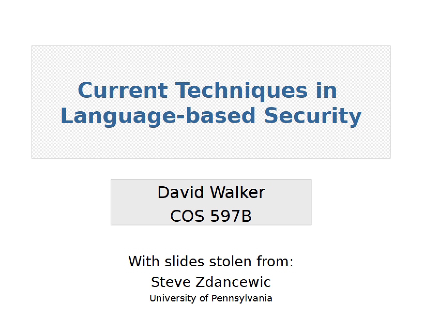 Language-Based Security Techniques