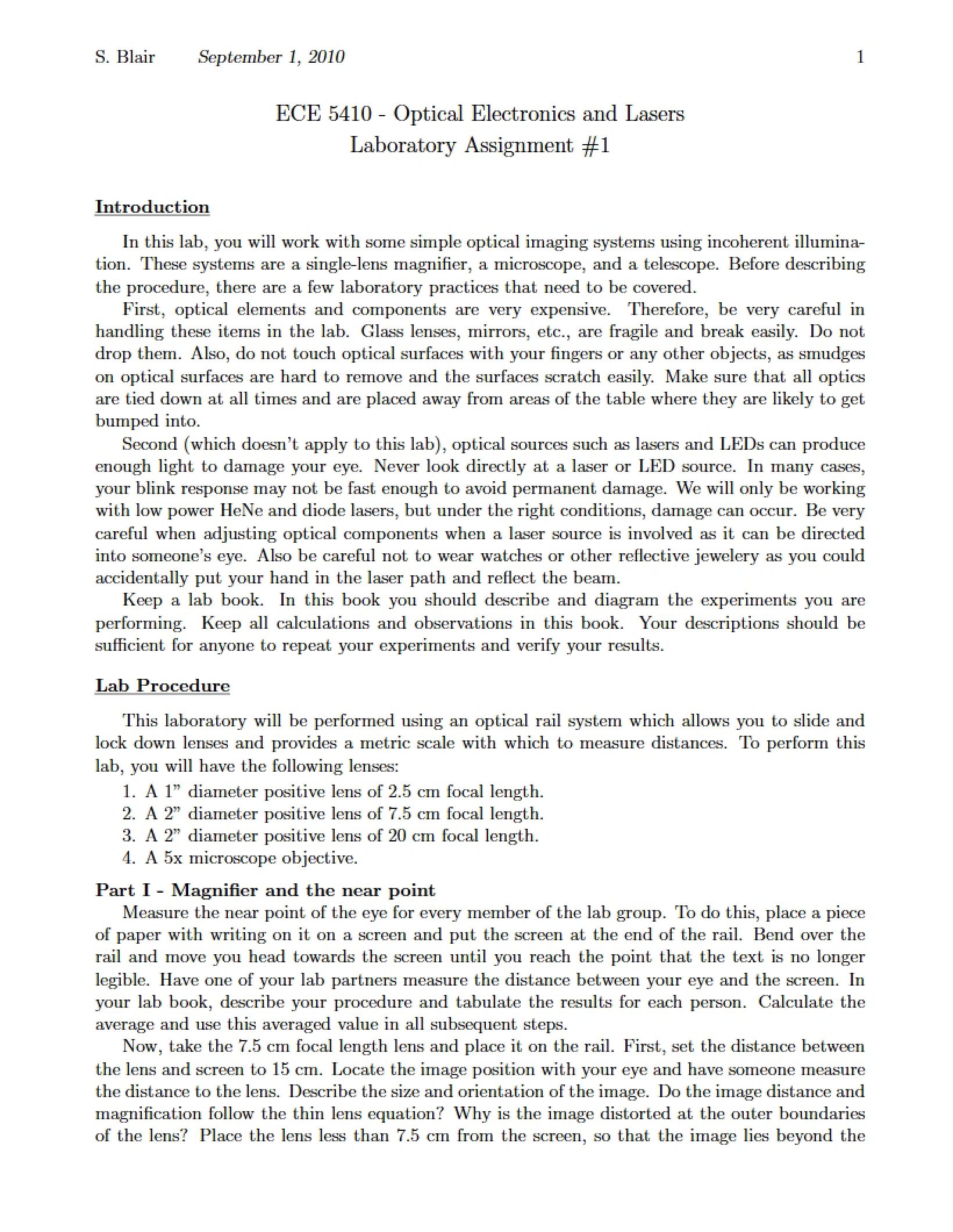 Laboratory Assignment I