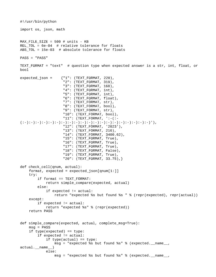 Checking Answer Formats - Strings, Integers, and Floats