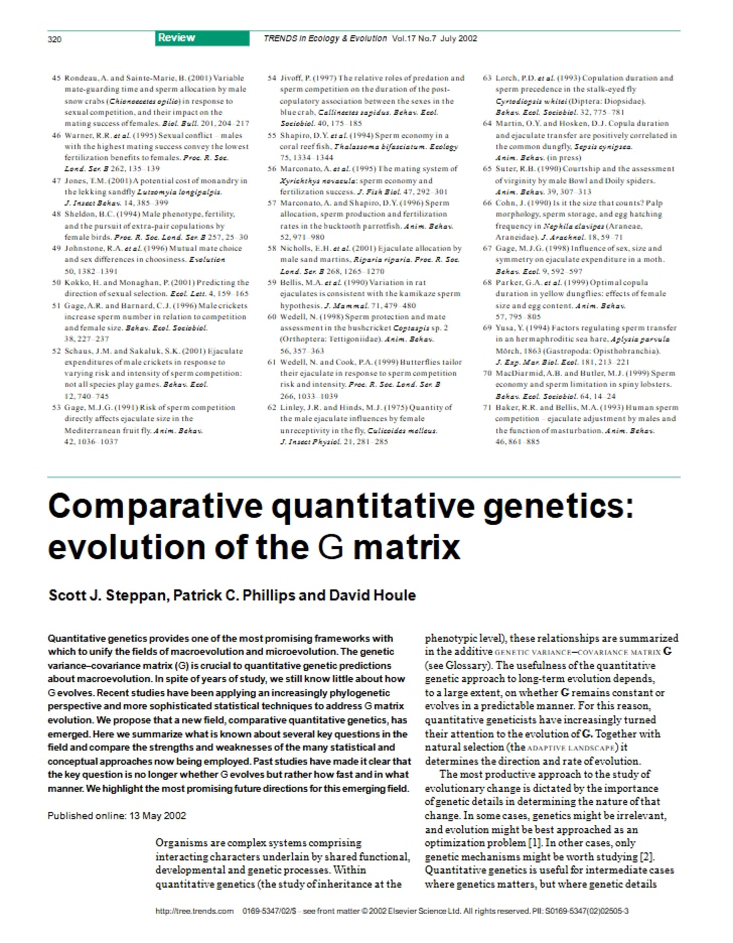 Quantitative Genetics Comparison
