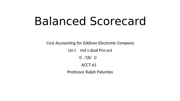 Balanced Scorecard Project (ACC420)