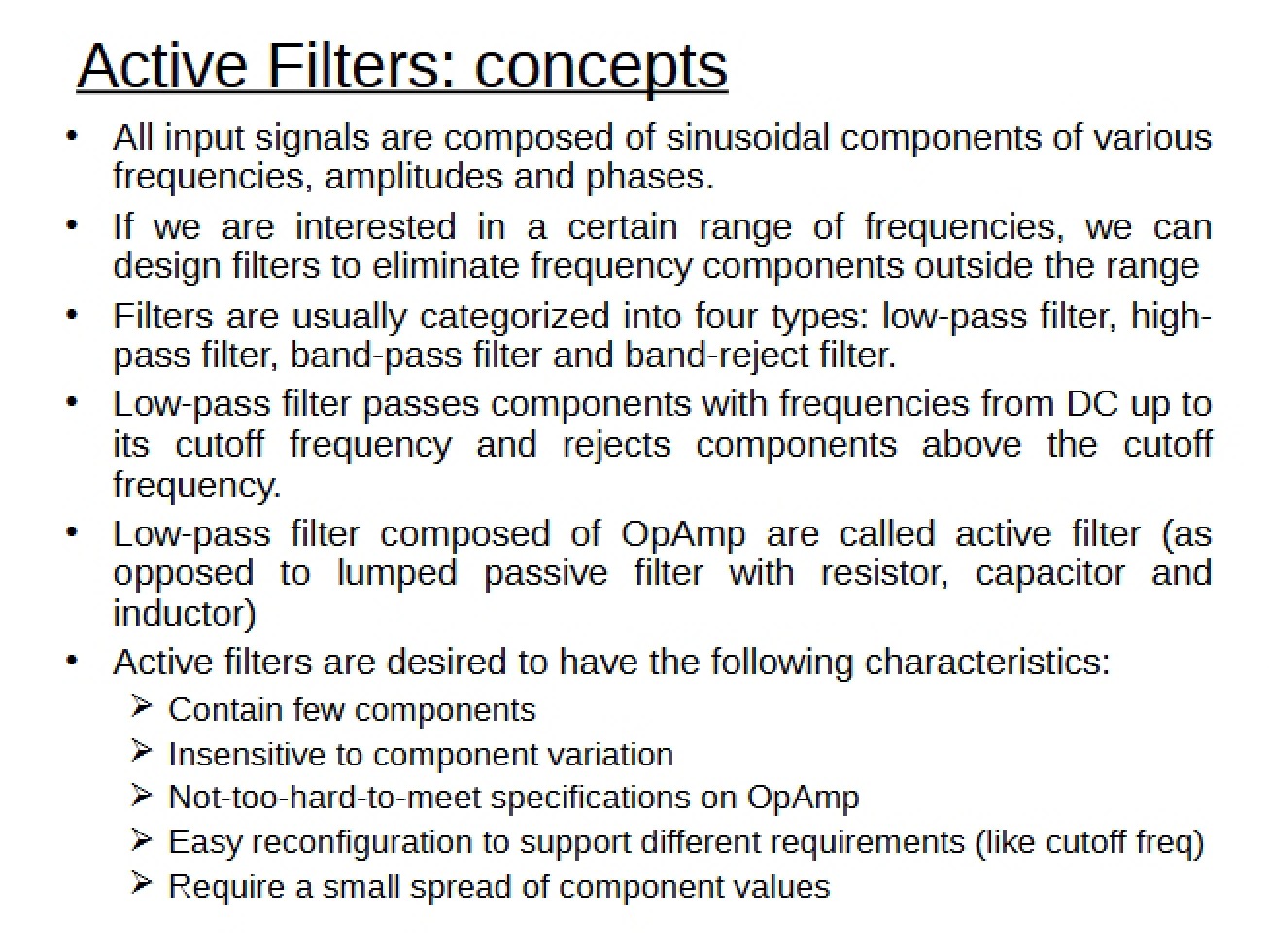 Concepts of Active Filters