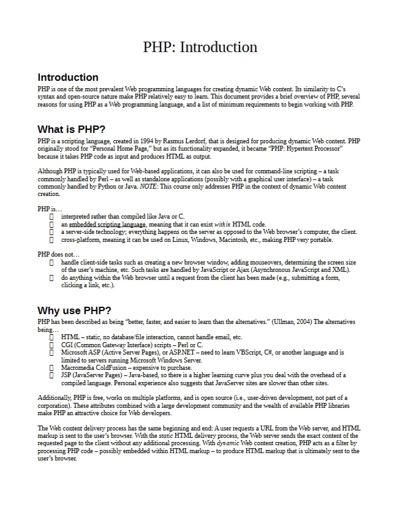 PHP Introduction