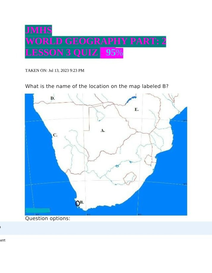 Lesson 3 Quiz - World Geography Part 2
