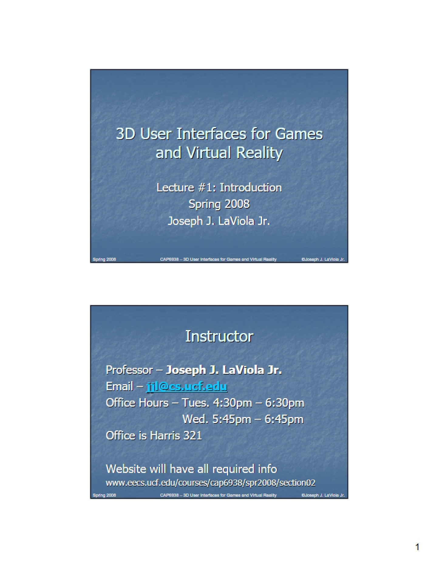 Virtual Reality and Games 3D User Interfaces