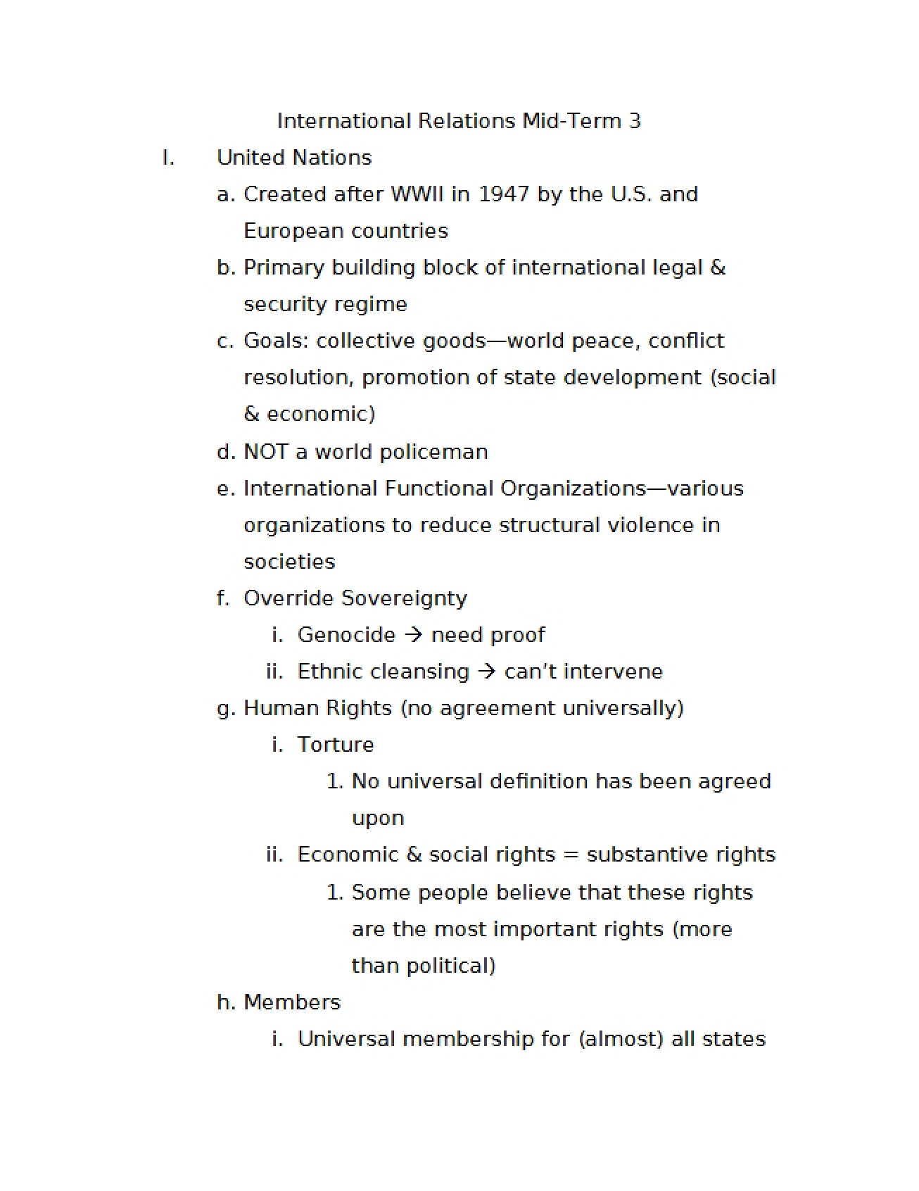 Intro to International Relations