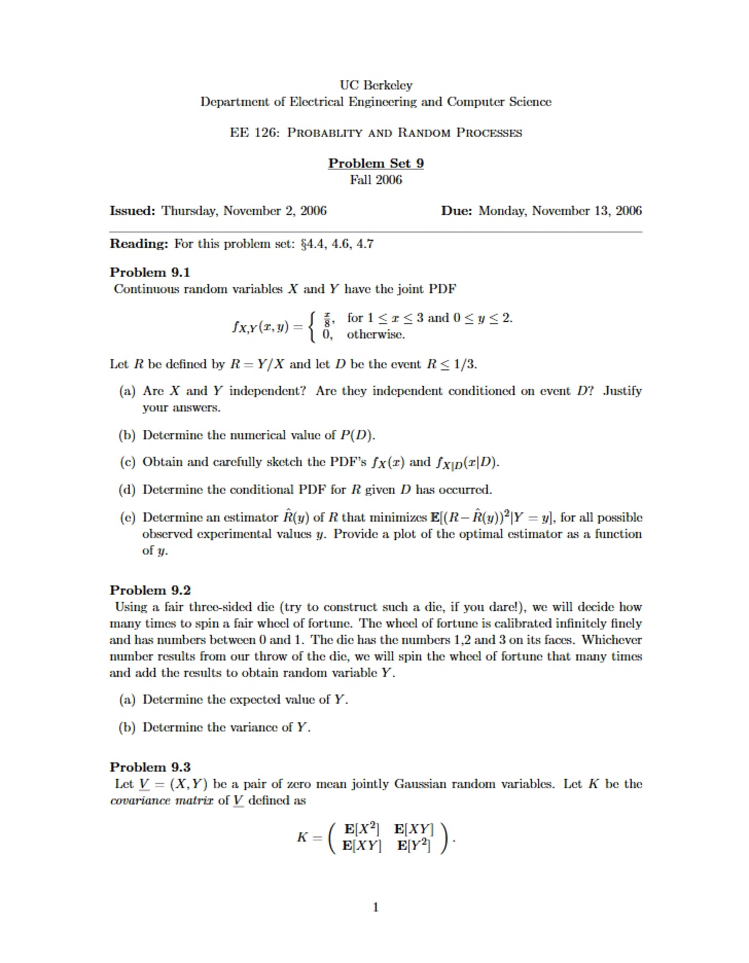 Problem Set Nine