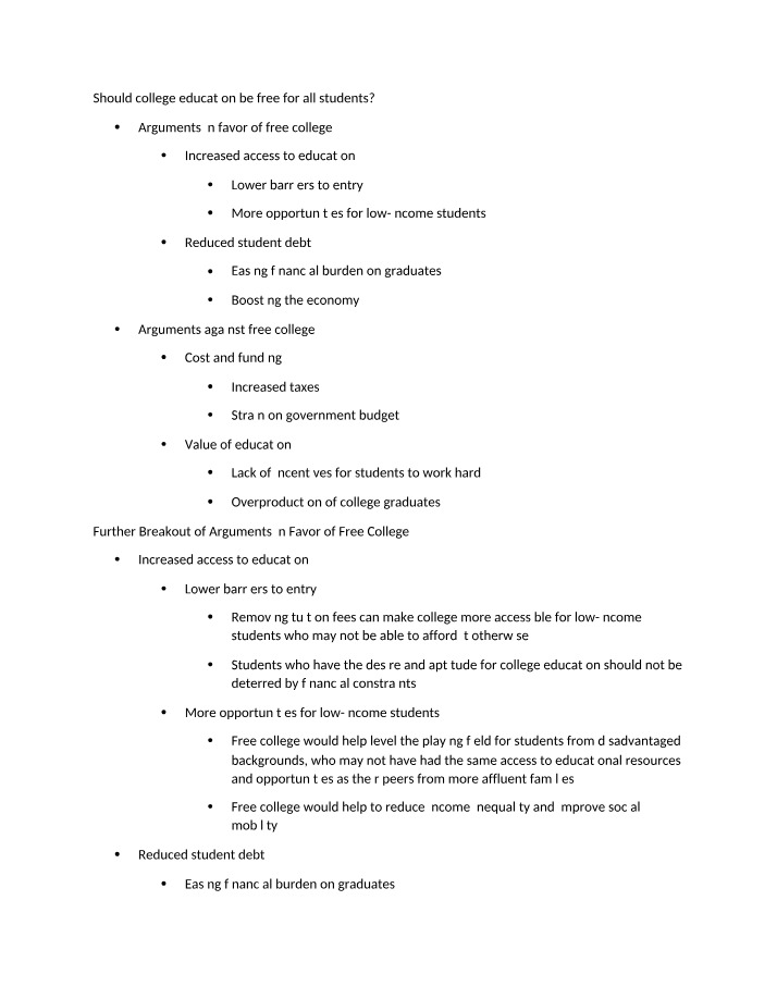 Free College Education - Arguments For and Against