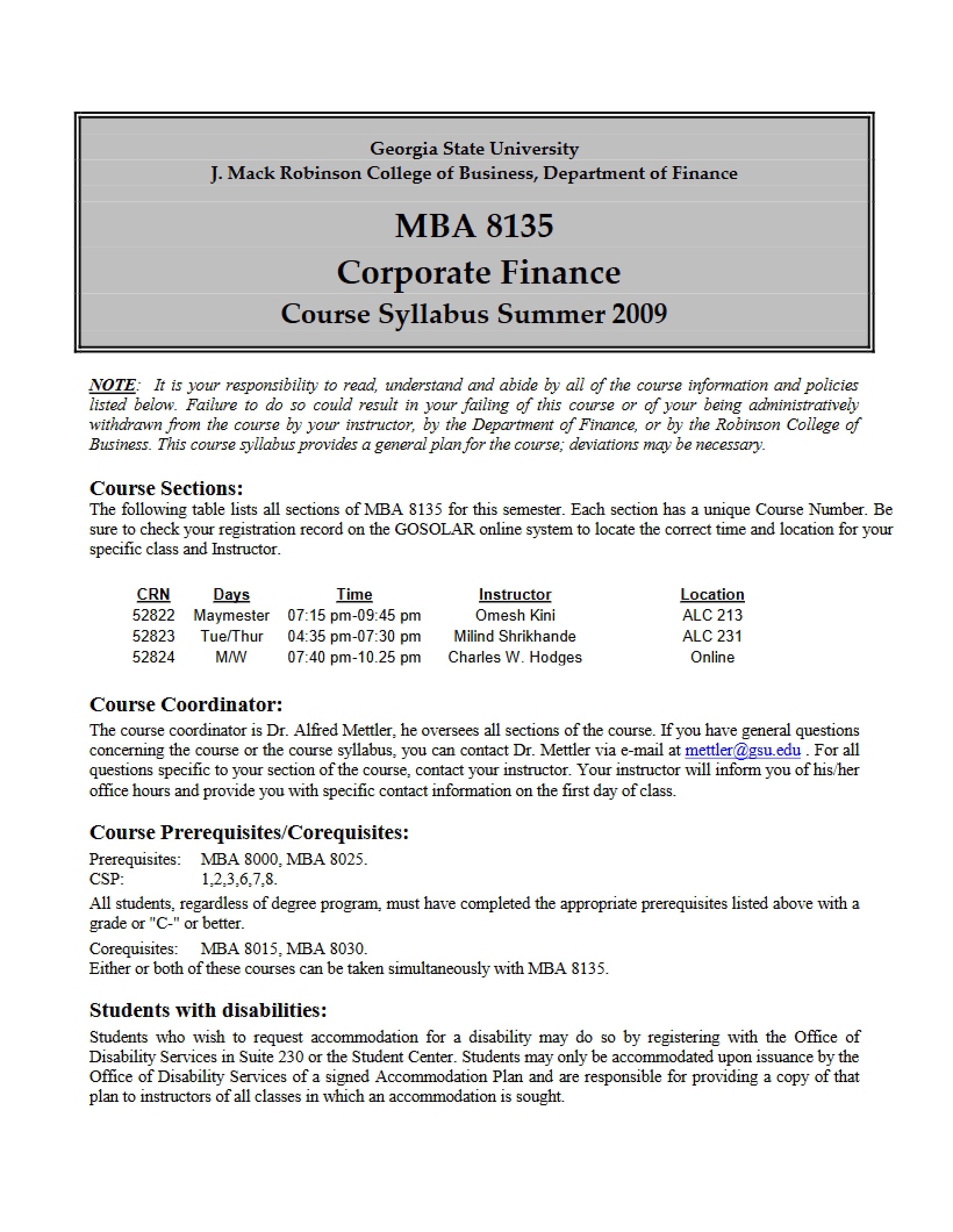 Summer 09 Syllabus for 8135