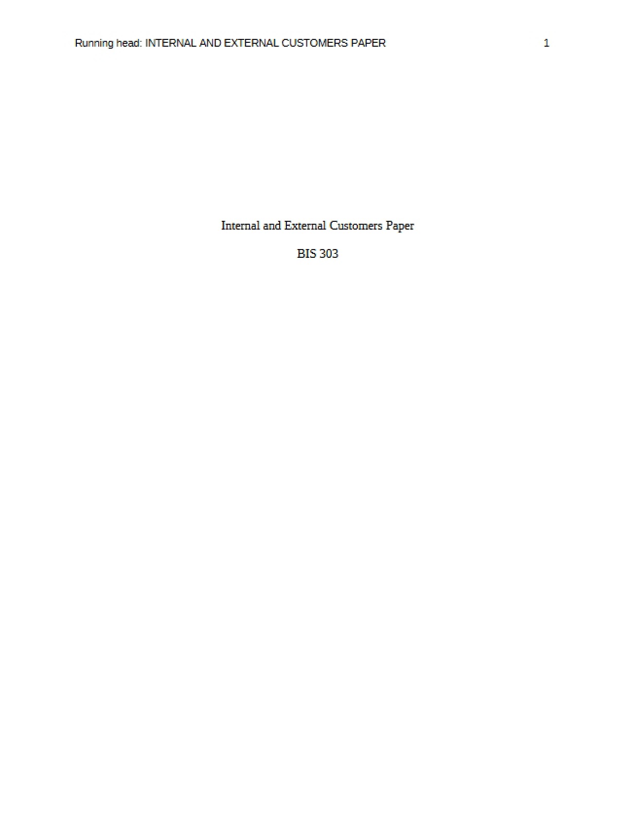 Paper on Internal and External Customers