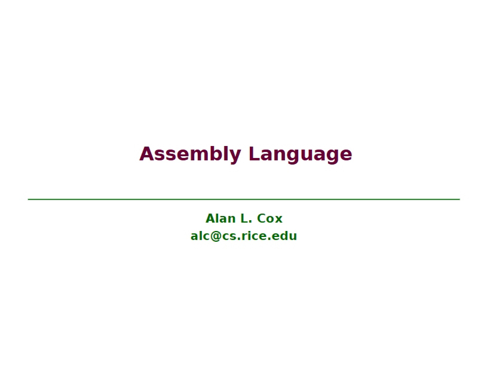 Language of Assembly