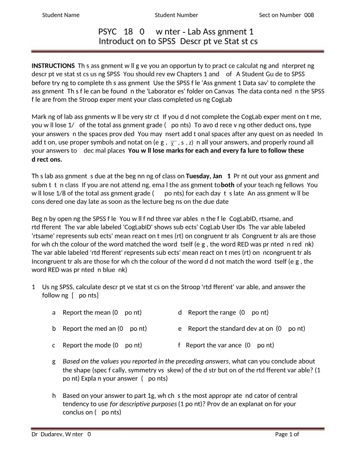 Lab Assignment 1 - SPSS Descriptive Statistics