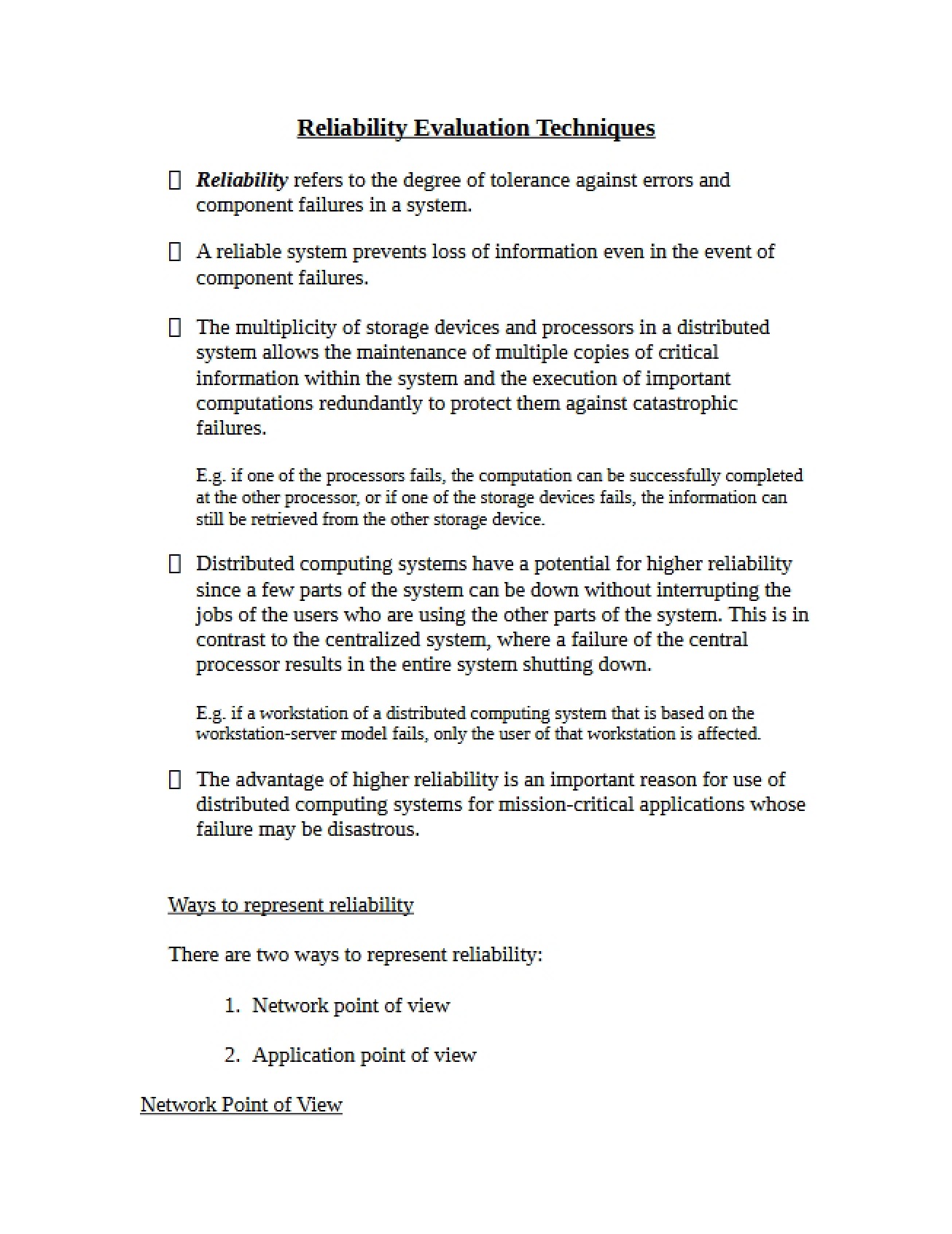 Techniques for Evaluating Reliability