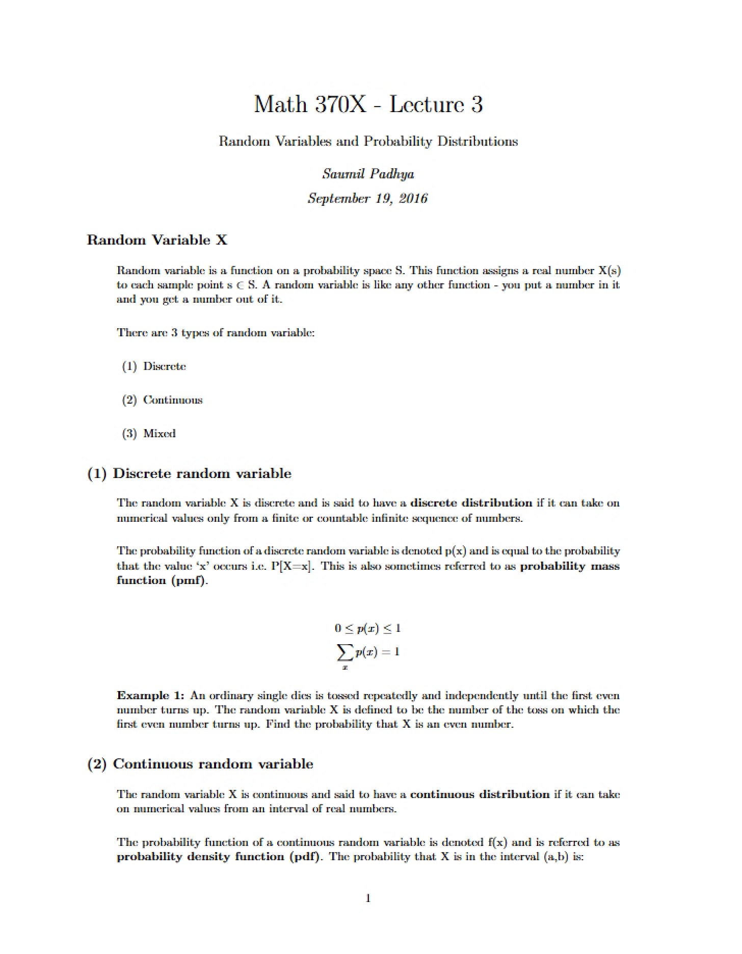 Handout for Lecture 03 - 3 Pages