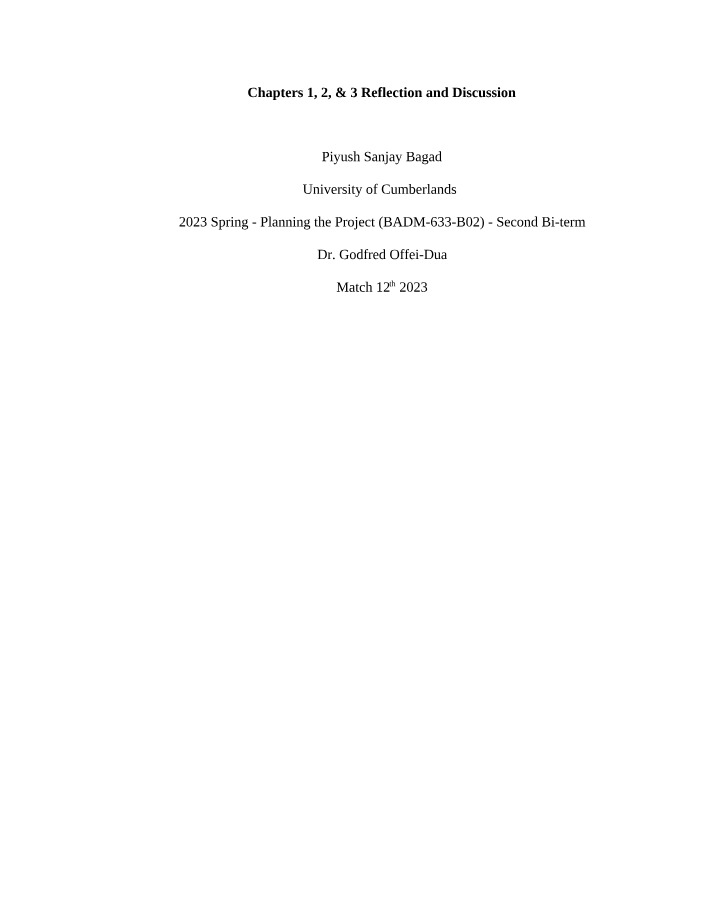 Importance of Project Management Concepts - Reflection and Discussion