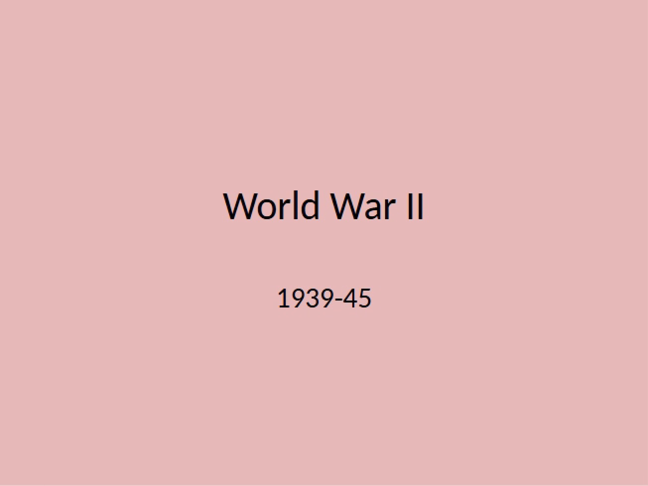 Overview of the Second World War
