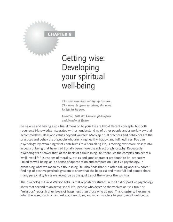 Wisdom and Spirituality for a Flourishing Life - Chapter 8