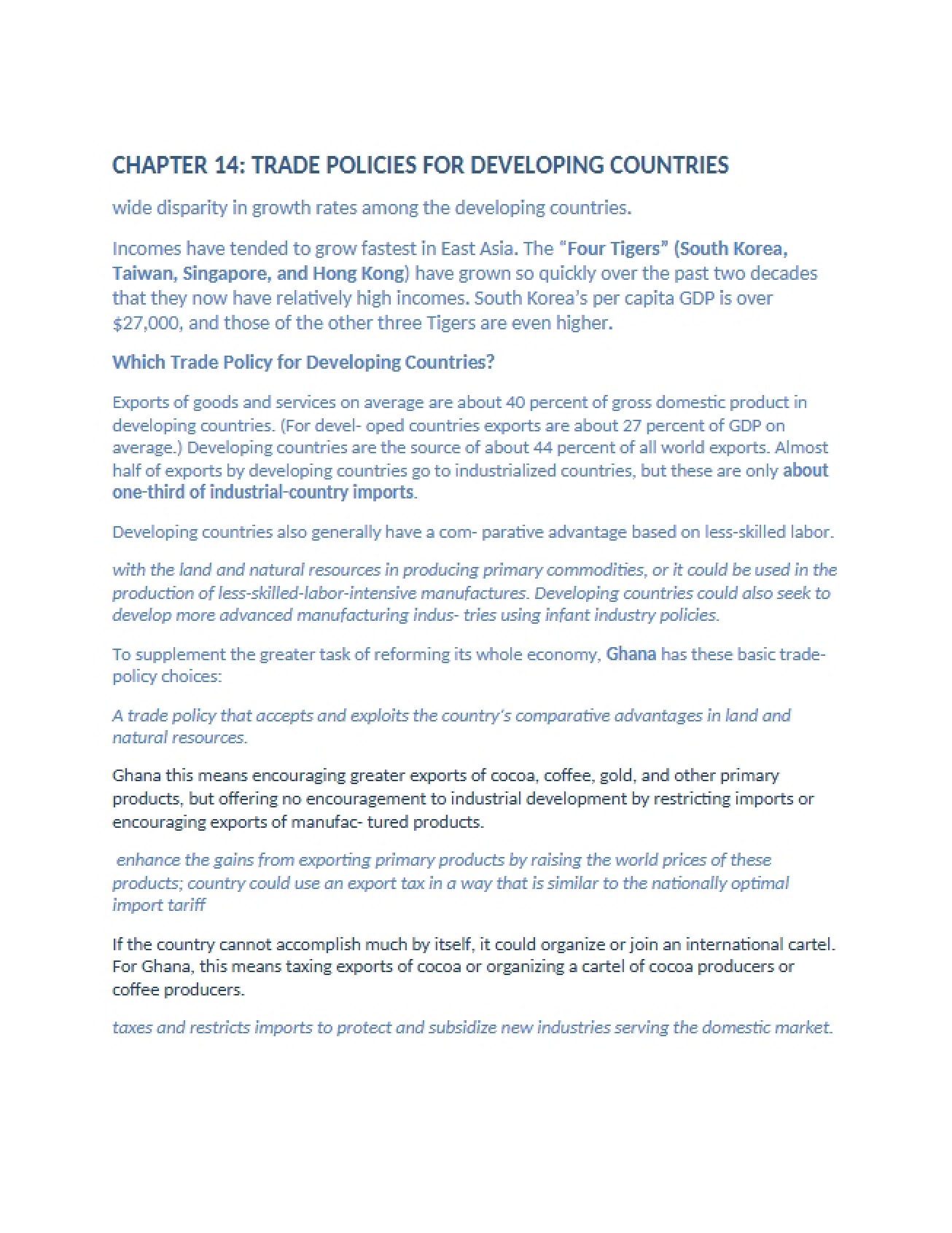 Developing Countries Trade Policies Ch 14