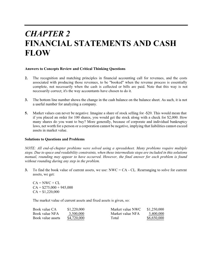 Cash Flow and Financial Statements - Recognition and Understanding