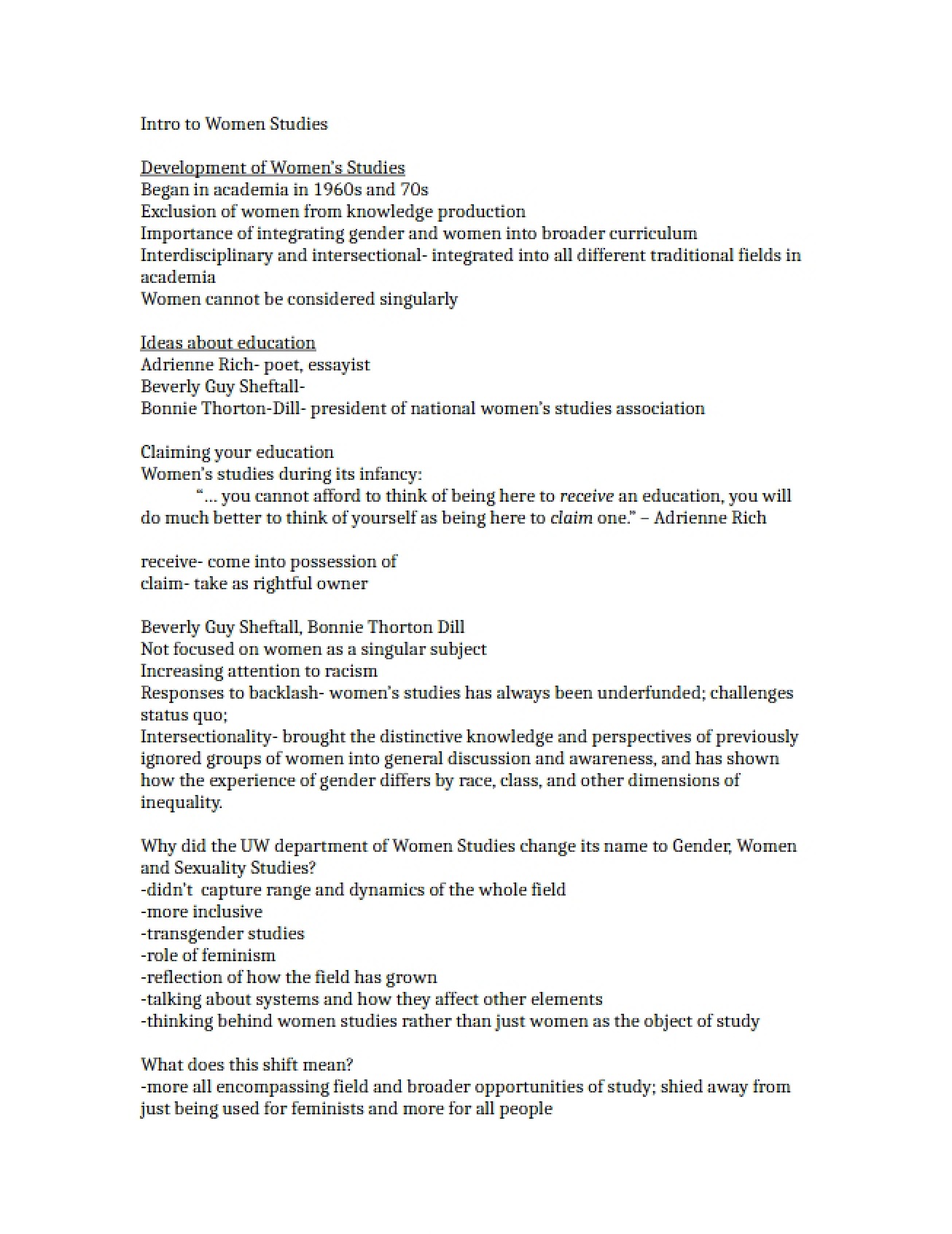 Women's Studies Development