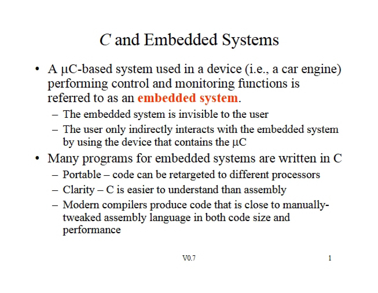 Embedded Systems and C