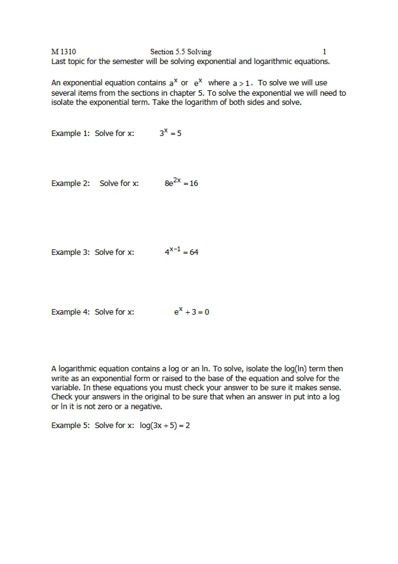 Section 5.5 Solution Methods